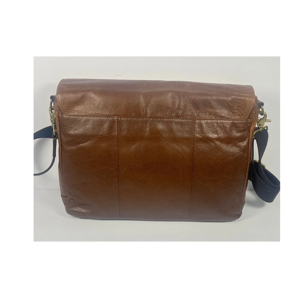 Fossil Defender Leather Messenger Bag Laptop Briefcase Crossbody Satchel Brown